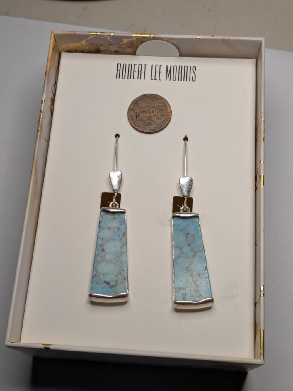 Robert Lee Morris Soho Faux Turquoise Drop Earrings 3 Inch